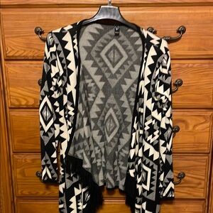 Geometric Patterned Black and White Sweater